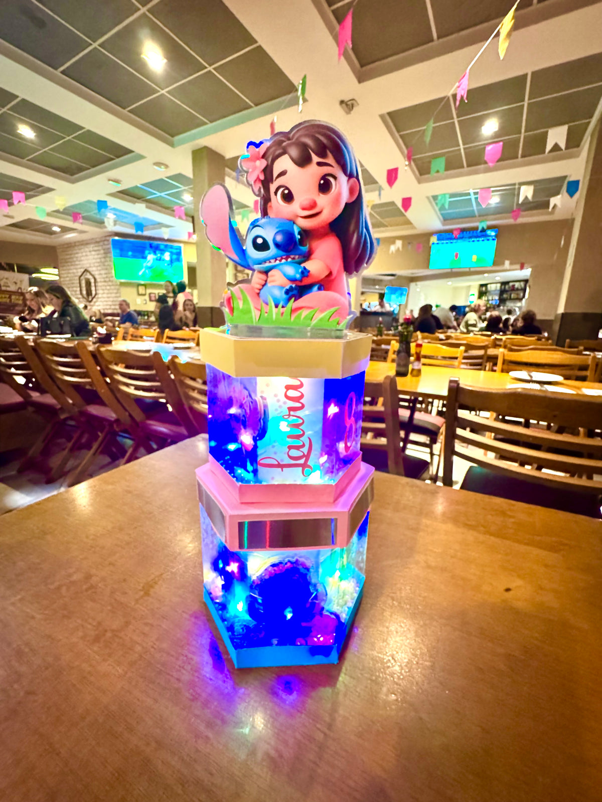 Centro de Mesa Luminária Lilo, Stitch e Angel