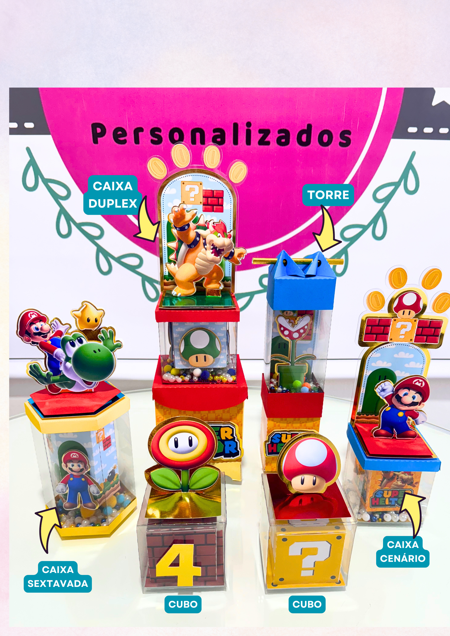 Kit 20 Peças Vitrine Plus Mario Bros